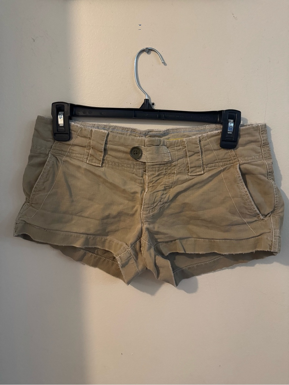 American Eagle Outfitters Tan Cotton Low-Rise Jean Shorts
